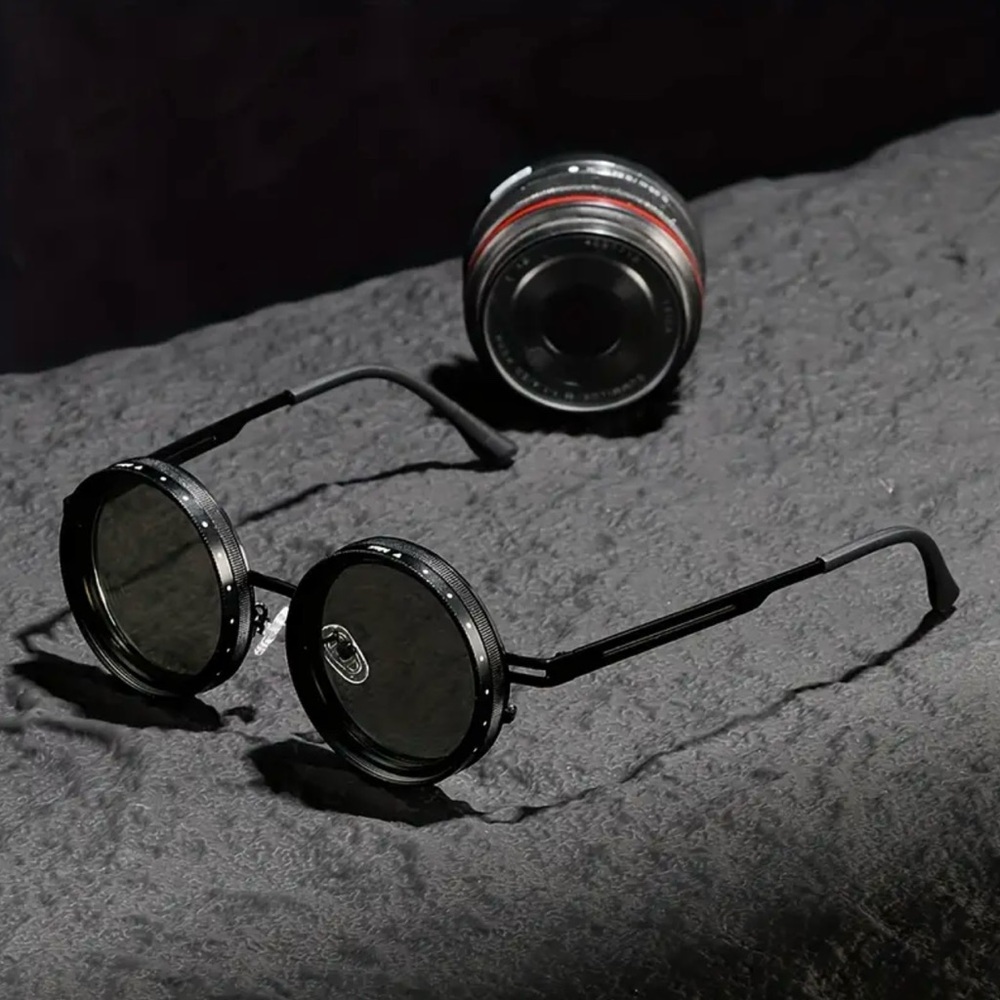 Adjustable Tint Polarized Round Sunglasses, Color All Black